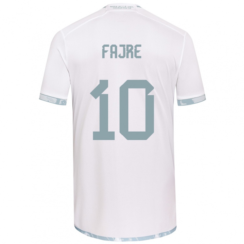 Kandiny Hombre Camiseta Nicole Fajre #10 Gris Blanco 2ª Equipación 2024/25 La Camisa Chile