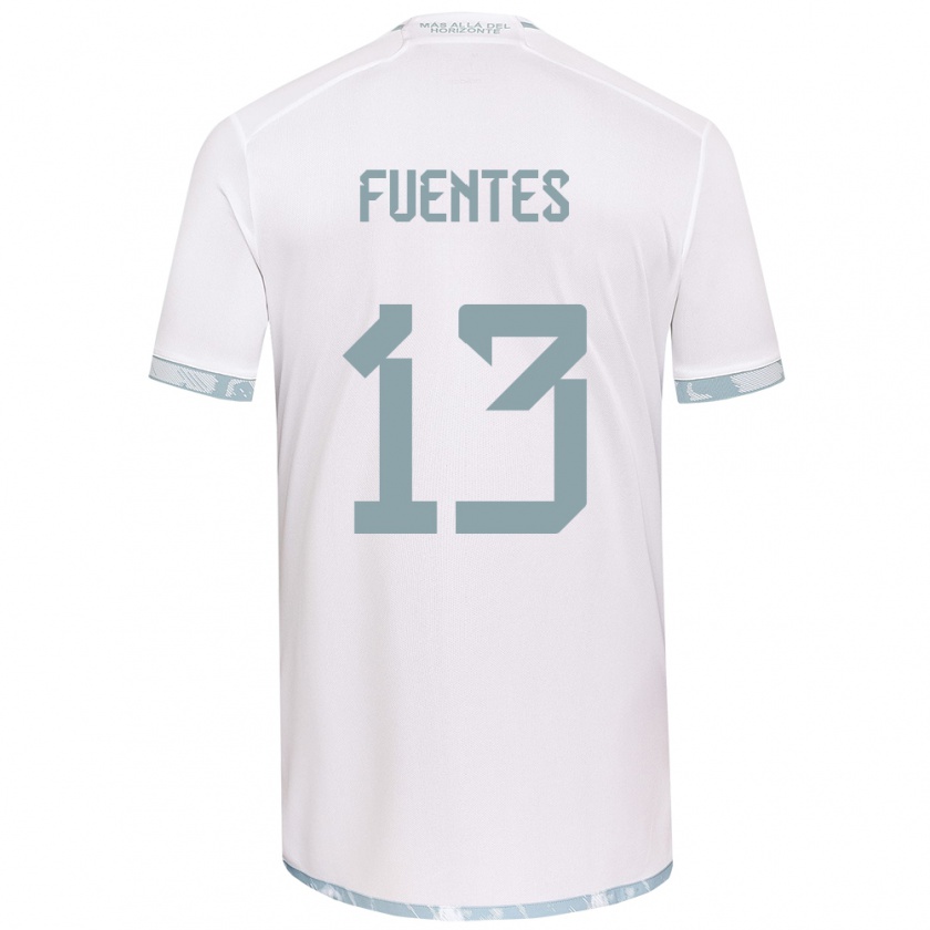 Kandiny Hombre Camiseta Karen Fuentes #13 Gris Blanco 2ª Equipación 2024/25 La Camisa Chile