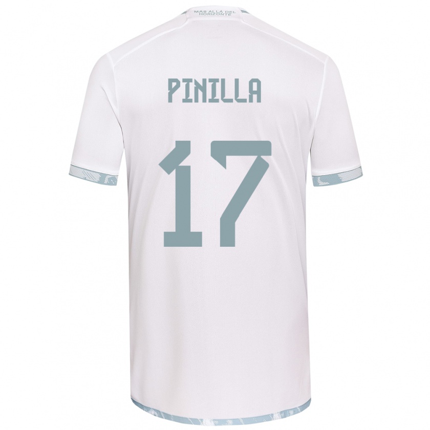 Kandiny Hombre Camiseta Fernanda Pinilla #17 Gris Blanco 2ª Equipación 2024/25 La Camisa Chile