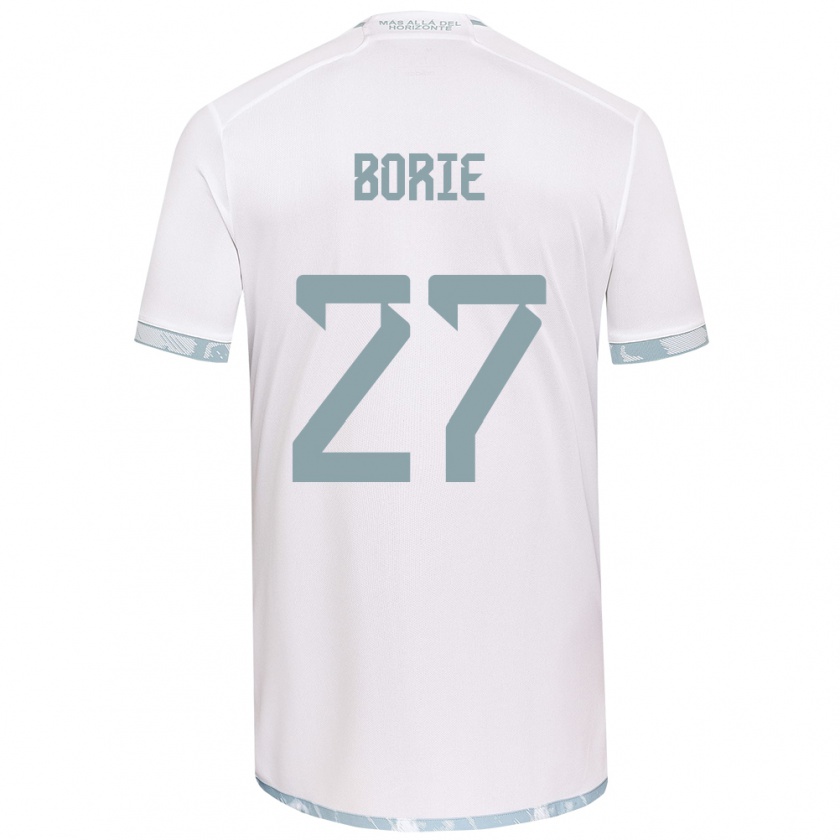 Kandiny Hombre Camiseta Emilie Borie #27 Gris Blanco 2ª Equipación 2024/25 La Camisa Chile