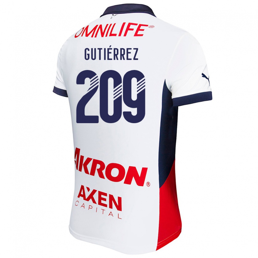 Kandiny Hombre Camiseta Edgar Gutiérrez #209 Blanco Rojo Azul 2ª Equipación 2024/25 La Camisa Chile