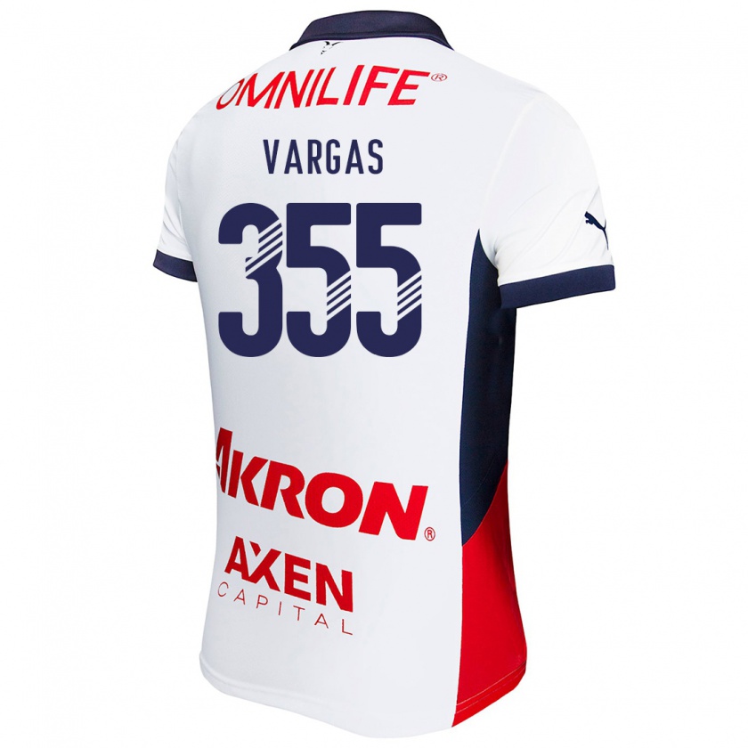 Kandiny Hombre Camiseta Uziel Vargas #355 Blanco Rojo Azul 2ª Equipación 2024/25 La Camisa Chile