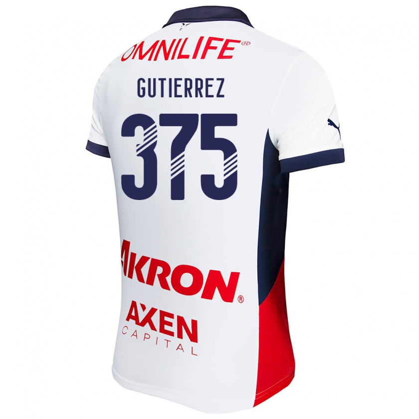 Kandiny Hombre Camiseta Gerson Gutiérrez #375 Blanco Rojo Azul 2ª Equipación 2024/25 La Camisa Chile