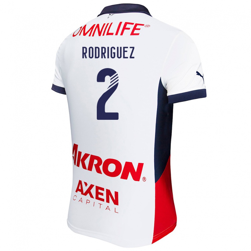 Kandiny Hombre Camiseta Jaqueline Rodríguez #2 Blanco Rojo Azul 2ª Equipación 2024/25 La Camisa Chile