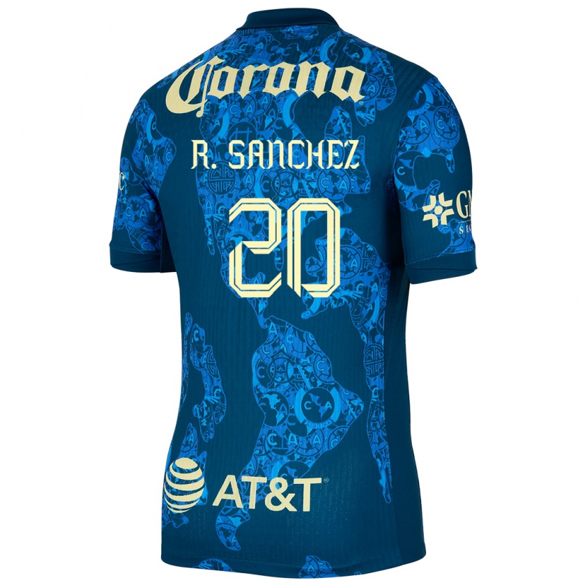 Kandiny Hombre Camiseta Richard Sánchez #20 Azul Amarillo 2ª Equipación 2024/25 La Camisa Chile