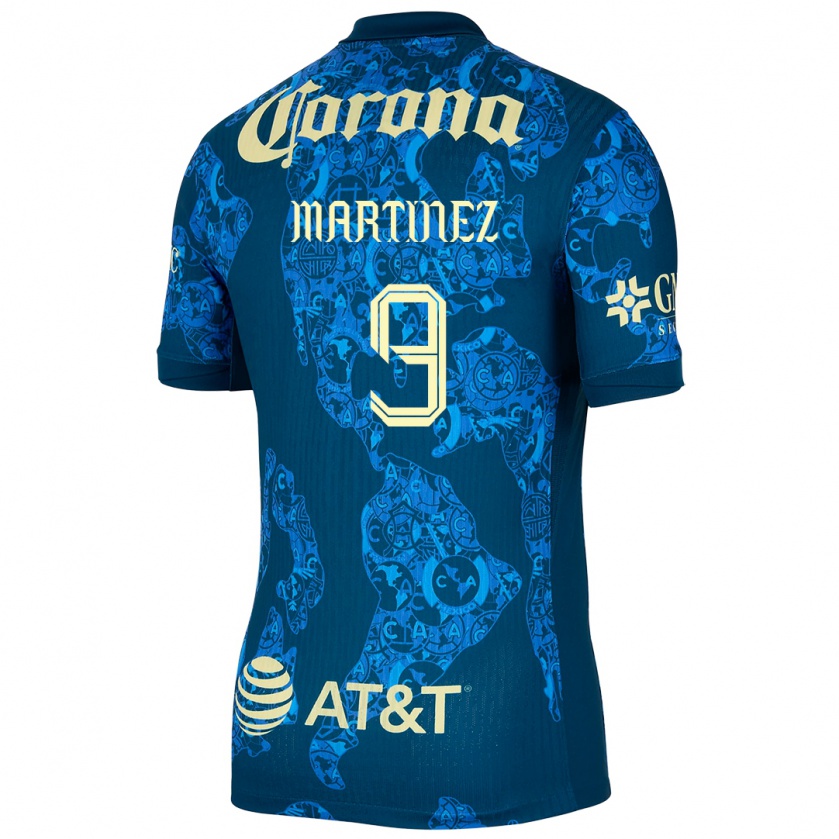 Kandiny Hombre Camiseta Katty Martinez #9 Azul Amarillo 2ª Equipación 2024/25 La Camisa Chile