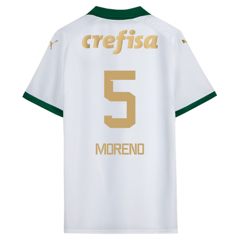 Kandiny Hombre Camiseta Aníbal Moreno #5 Blanco Verde 2ª Equipación 2024/25 La Camisa Chile