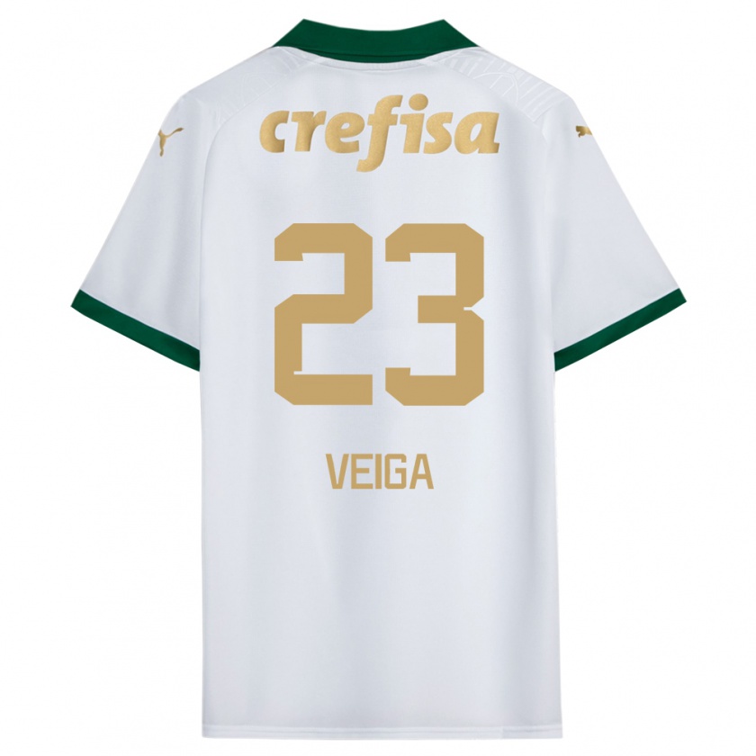 Kandiny Hombre Camiseta Raphael Veiga #23 Blanco Verde 2ª Equipación 2024/25 La Camisa Chile