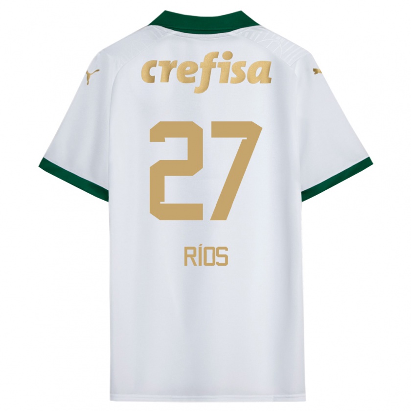 Kandiny Hombre Camiseta Richard Ríos #27 Blanco Verde 2ª Equipación 2024/25 La Camisa Chile