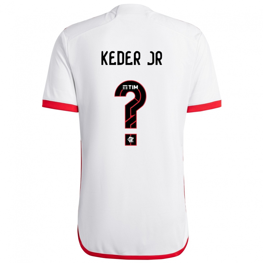 Kandiny Hombre Camiseta Keder Jr #0 Blanco Rojo 2ª Equipación 2024/25 La Camisa Chile