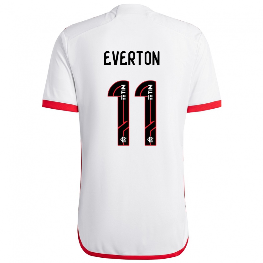 Kandiny Hombre Camiseta Everton #11 Blanco Rojo 2ª Equipación 2024/25 La Camisa Chile