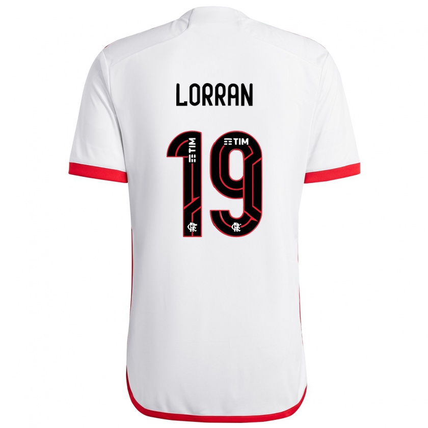 Kandiny Hombre Camiseta Lorran #19 Blanco Rojo 2ª Equipación 2024/25 La Camisa Chile