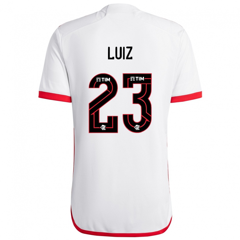 Kandiny Hombre Camiseta David Luiz #23 Blanco Rojo 2ª Equipación 2024/25 La Camisa Chile