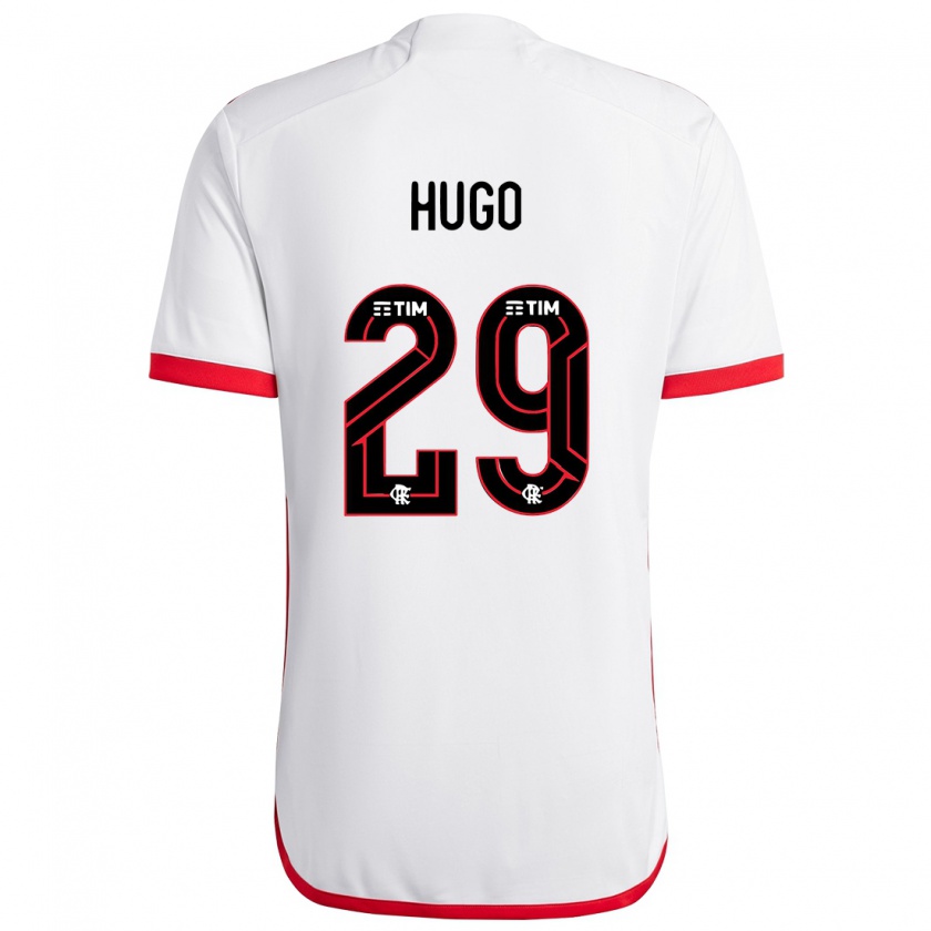 Kandiny Hombre Camiseta Victor Hugo #29 Blanco Rojo 2ª Equipación 2024/25 La Camisa Chile