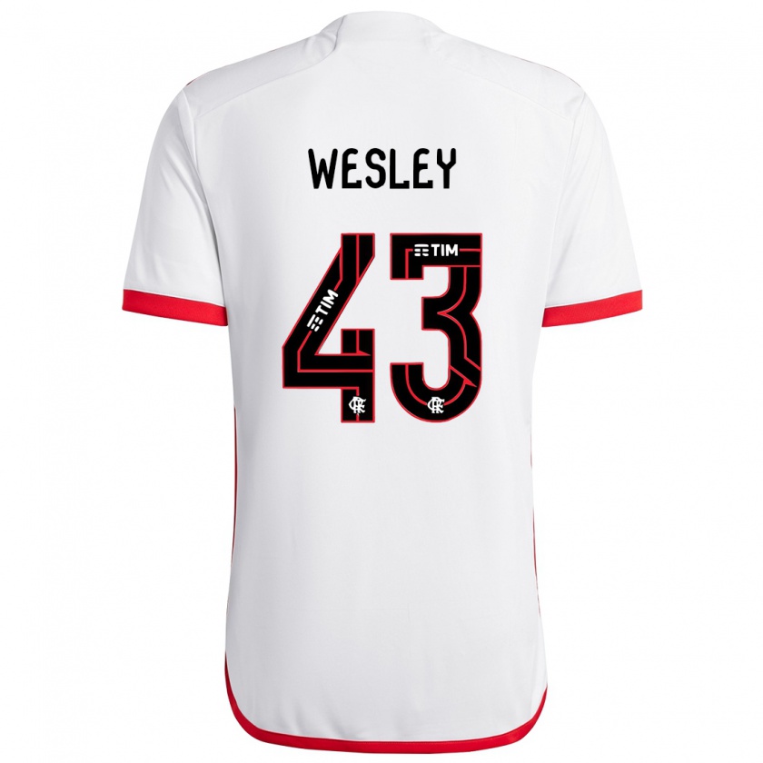 Kandiny Hombre Camiseta Wesley #43 Blanco Rojo 2ª Equipación 2024/25 La Camisa Chile