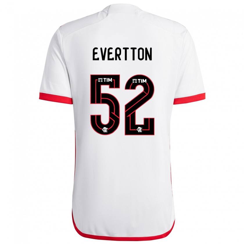 Kandiny Hombre Camiseta Evertton #52 Blanco Rojo 2ª Equipación 2024/25 La Camisa Chile