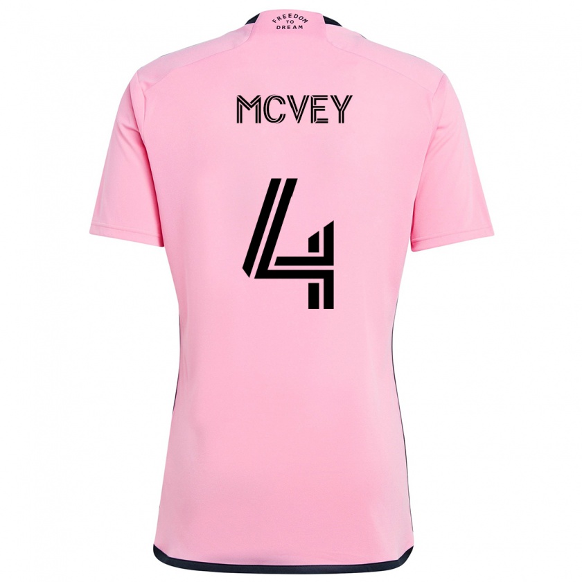 Kandiny Mujer Camiseta Christopher Mcvey #4 Rosa 1ª Equipación 2024/25 La Camisa Chile