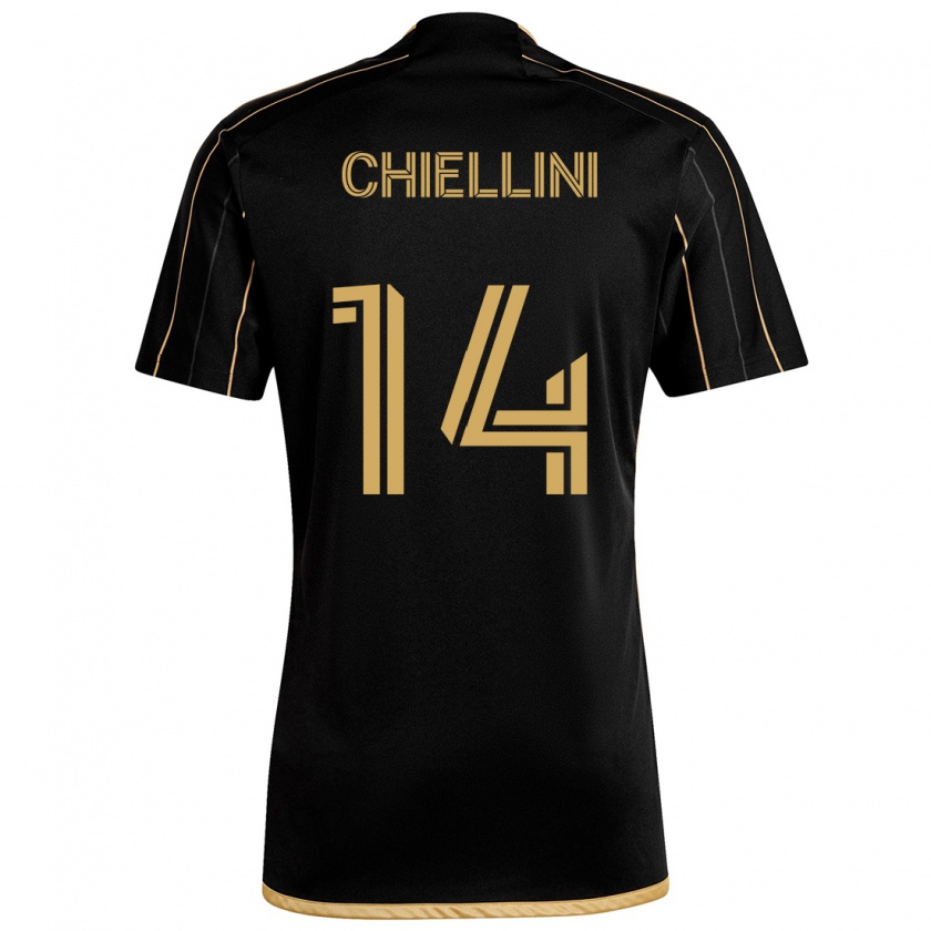 Kandiny Mujer Camiseta Giorgio Chiellini #14 Oro Negro 1ª Equipación 2024/25 La Camisa Chile