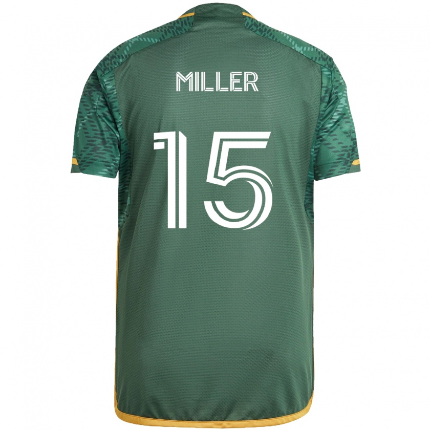 Kandiny Mujer Camiseta Eric Miller #15 Verde Naranja 1ª Equipación 2024/25 La Camisa Chile