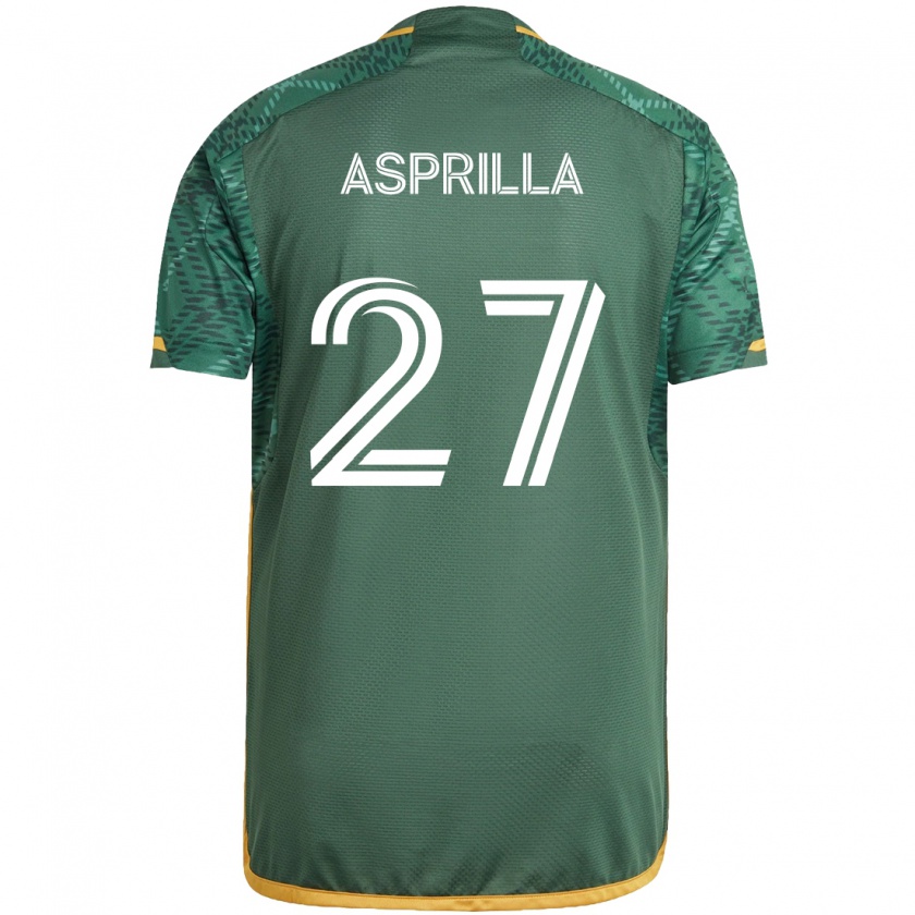 Kandiny Mujer Camiseta Dairon Asprilla #27 Verde Naranja 1ª Equipación 2024/25 La Camisa Chile