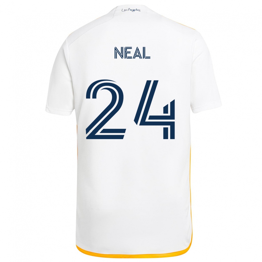 Kandiny Mujer Camiseta Jalen Neal #24 Blanco Amarillo 1ª Equipación 2024/25 La Camisa Chile