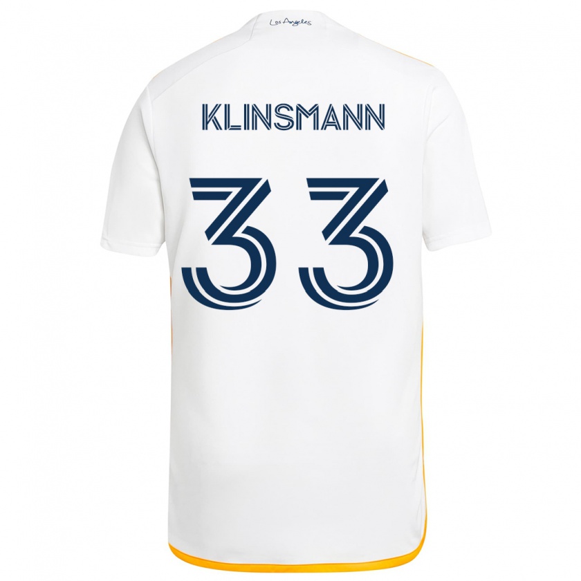 Kandiny Mujer Camiseta Jonathan Klinsmann #33 Blanco Amarillo 1ª Equipación 2024/25 La Camisa Chile