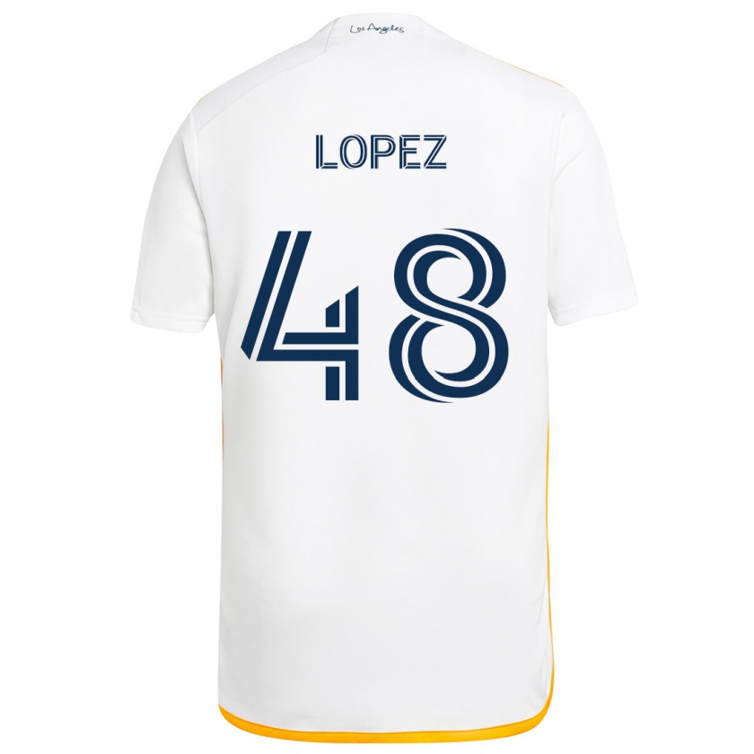 Kandiny Mujer Camiseta Diego López #48 Blanco Amarillo 1ª Equipación 2024/25 La Camisa Chile