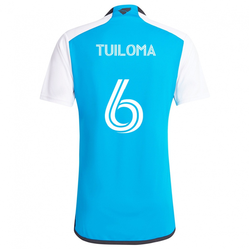 Kandiny Mujer Camiseta Bill Tuiloma #6 Azul Blanco 1ª Equipación 2024/25 La Camisa Chile