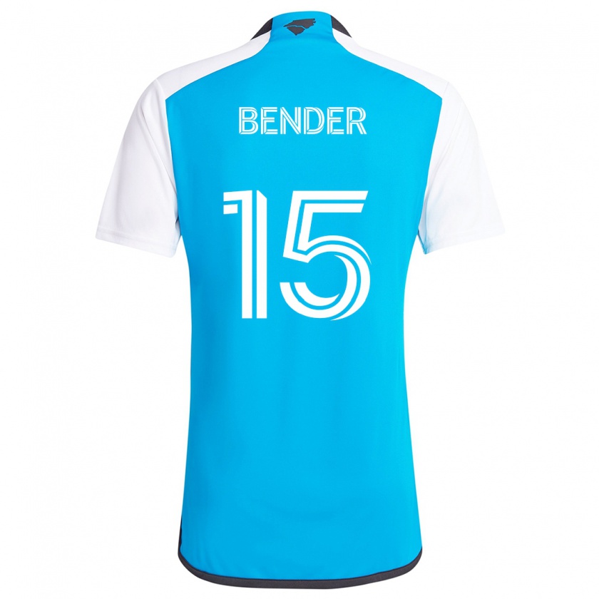 Kandiny Mujer Camiseta Ben Bender #15 Azul Blanco 1ª Equipación 2024/25 La Camisa Chile