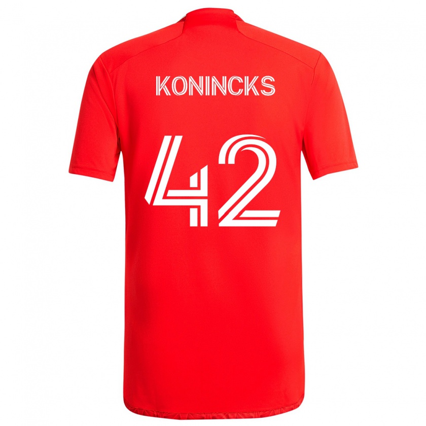 Kandiny Mujer Camiseta Diego Konincks #42 Rojo Blanco 1ª Equipación 2024/25 La Camisa Chile