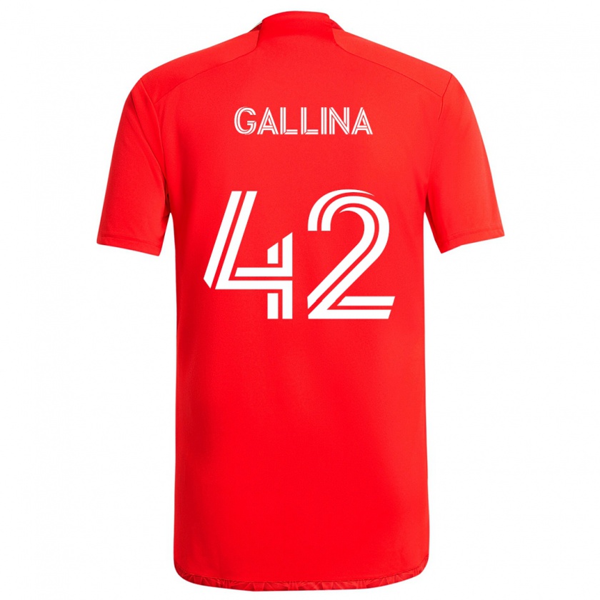 Kandiny Mujer Camiseta Henrique Gallina #42 Rojo Blanco 1ª Equipación 2024/25 La Camisa Chile