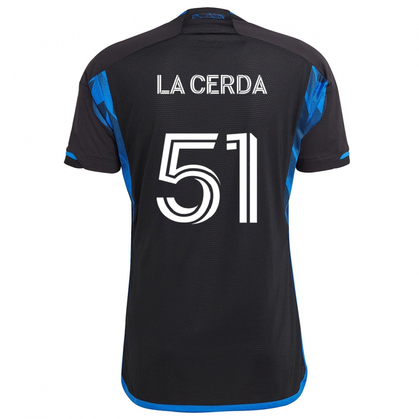 Kandiny Mujer Camiseta Eric De La Cerda #51 Azul Negro 1ª Equipación 2024/25 La Camisa Chile