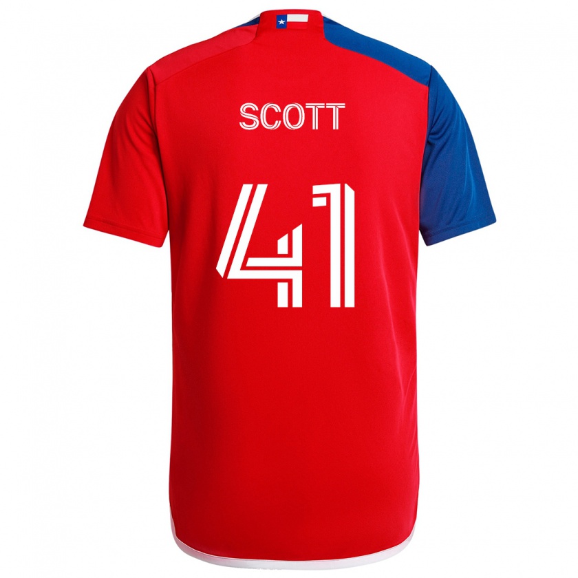 Kandiny Mujer Camiseta Tarik Scott #41 Azul Rojo 1ª Equipación 2024/25 La Camisa Chile