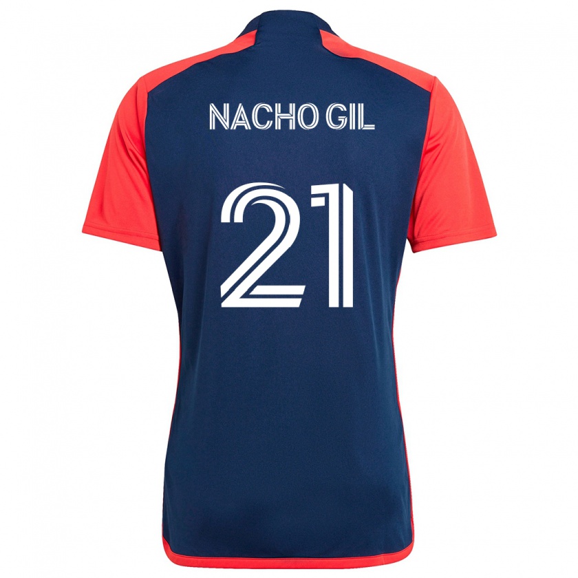 Kandiny Mujer Camiseta Nacho Gil #21 Azul Rojo 1ª Equipación 2024/25 La Camisa Chile