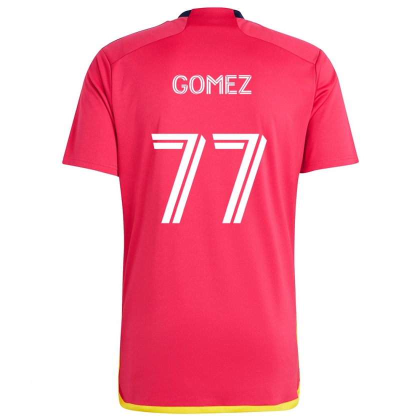 Kandiny Mujer Camiseta Sam Gomez #77 Rojo Azul 1ª Equipación 2024/25 La Camisa Chile