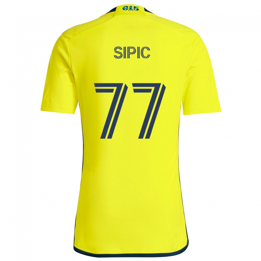 Kandiny Mujer Camiseta Adem Sipić #77 Amarillo Azul 1ª Equipación 2024/25 La Camisa Chile