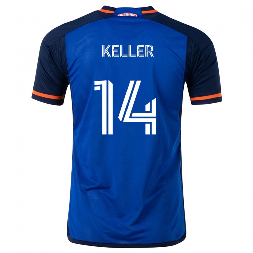 Kandiny Mujer Camiseta Kipp Keller #14 Azul Blanco 1ª Equipación 2024/25 La Camisa Chile