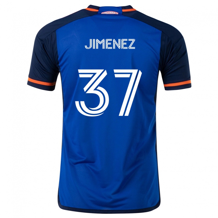 Kandiny Mujer Camiseta Stiven Jimenez #37 Azul Blanco 1ª Equipación 2024/25 La Camisa Chile