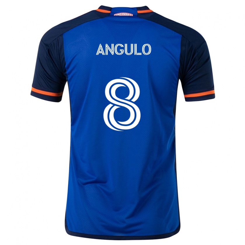 Kandiny Mujer Camiseta Marco Angulo #8 Azul Blanco 1ª Equipación 2024/25 La Camisa Chile