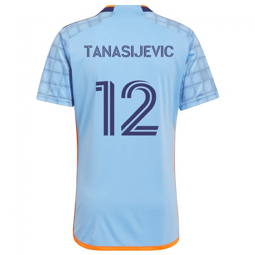 Kandiny Mujer Camiseta Strahinja Tanasijevic #12 Azul Naranja 1ª Equipación 2024/25 La Camisa Chile