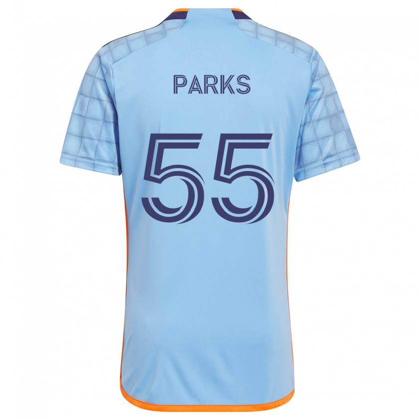 Kandiny Mujer Camiseta Keaton Parks #55 Azul Naranja 1ª Equipación 2024/25 La Camisa Chile