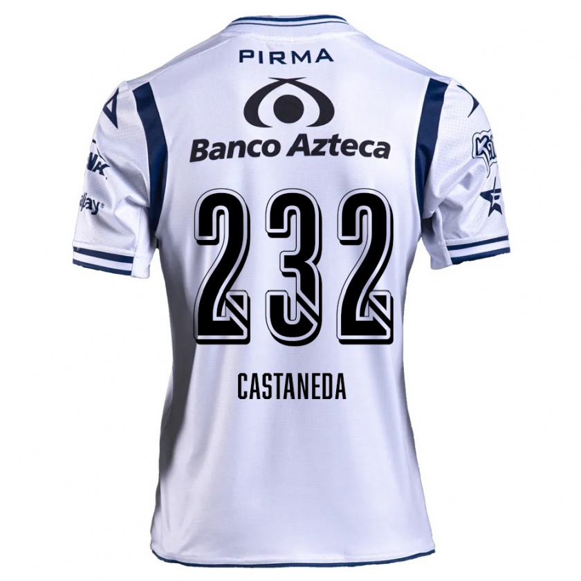 Kandiny Mujer Camiseta Ángel Castañeda #232 Blanco Azul Marino 1ª Equipación 2024/25 La Camisa Chile