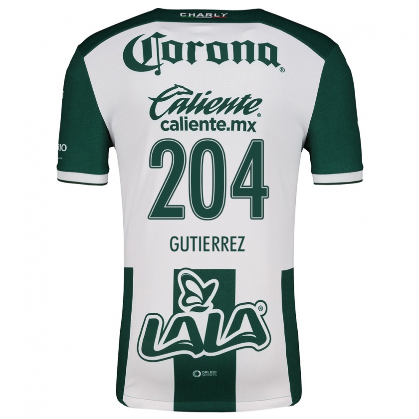 Kandiny Mujer Camiseta Gabriel Gutiérrez #204 Verde Blanco 1ª Equipación 2024/25 La Camisa Chile