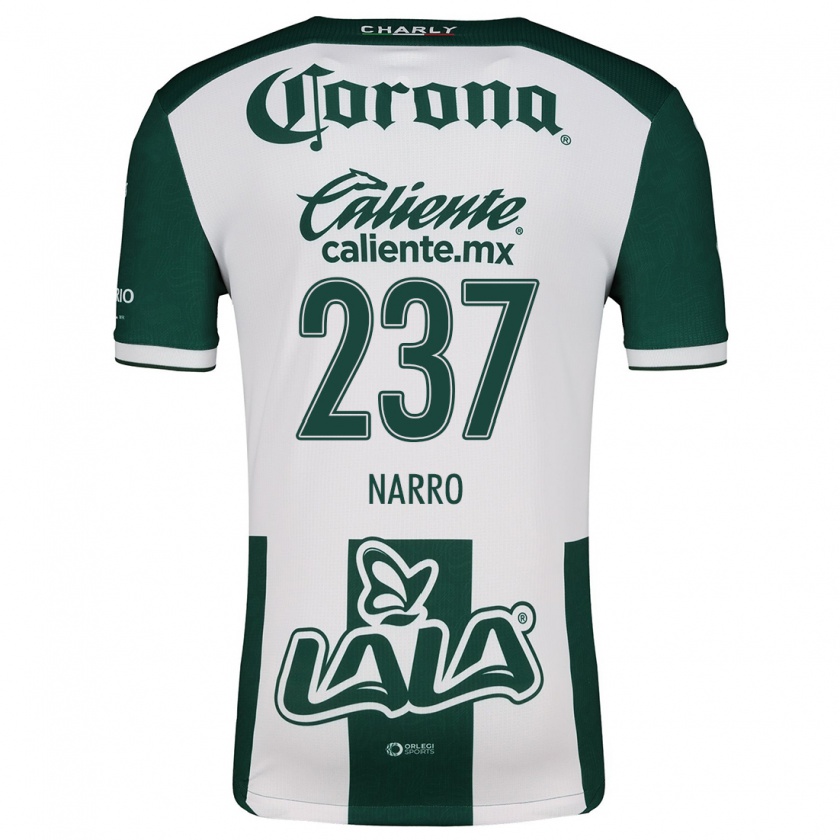 Kandiny Mujer Camiseta Ernesto Narro #237 Verde Blanco 1ª Equipación 2024/25 La Camisa Chile