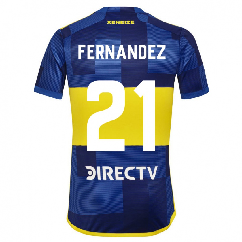 Kandiny Mujer Camiseta Ezequiel Fernández #21 Azul Amarillo 1ª Equipación 2024/25 La Camisa Chile