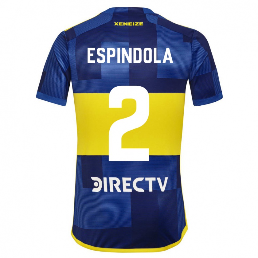 Kandiny Mujer Camiseta Noelia Espindola #2 Azul Amarillo 1ª Equipación 2024/25 La Camisa Chile