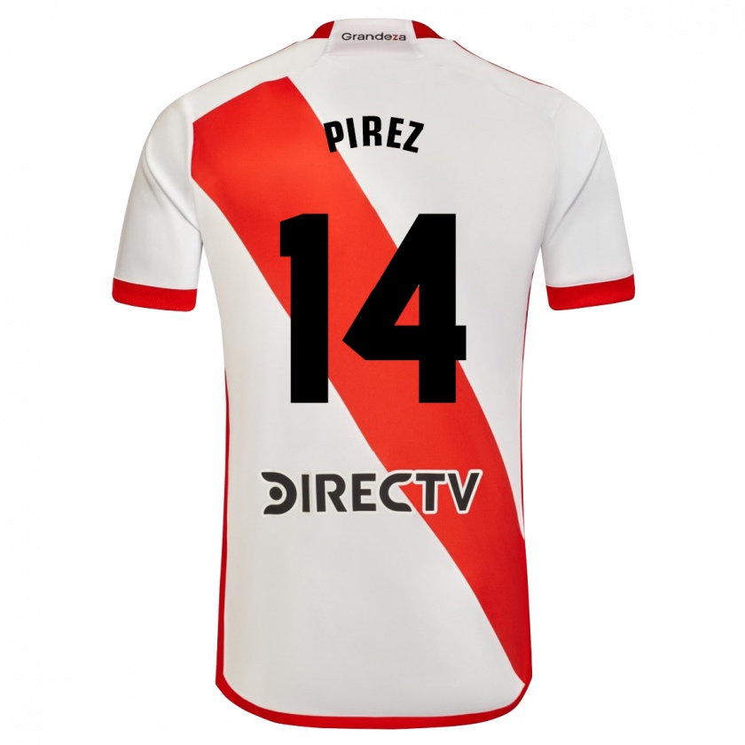 Kandiny Mujer Camiseta Leandro González Pírez #14 Blanco Rojo 1ª Equipación 2024/25 La Camisa Chile