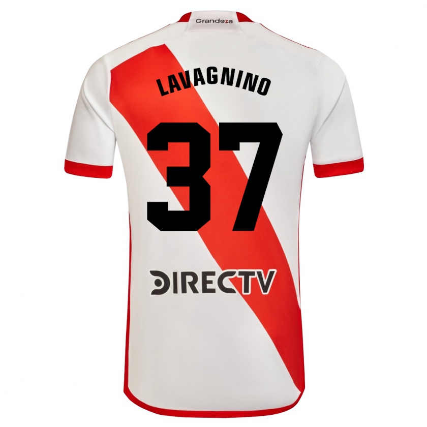 Kandiny Mujer Camiseta Lucas Lavagnino #37 Blanco Rojo 1ª Equipación 2024/25 La Camisa Chile