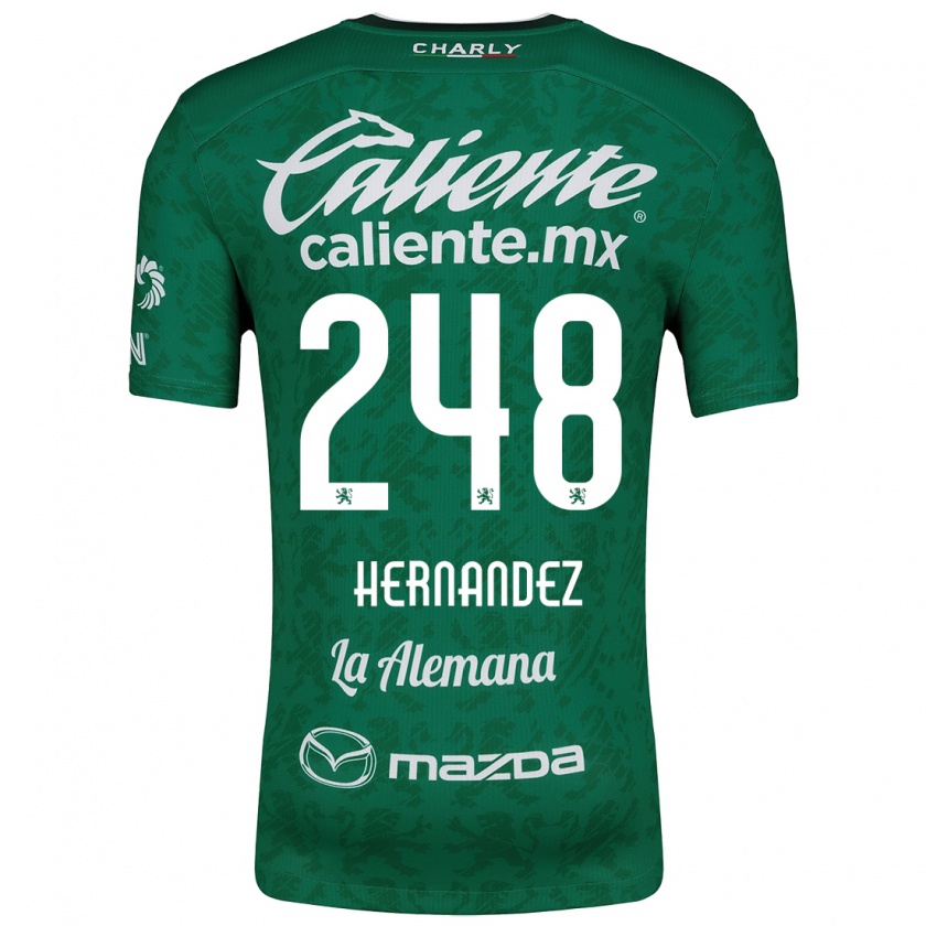 Kandiny Mujer Camiseta Fernando Hernández #248 Verde Blanco 1ª Equipación 2024/25 La Camisa Chile