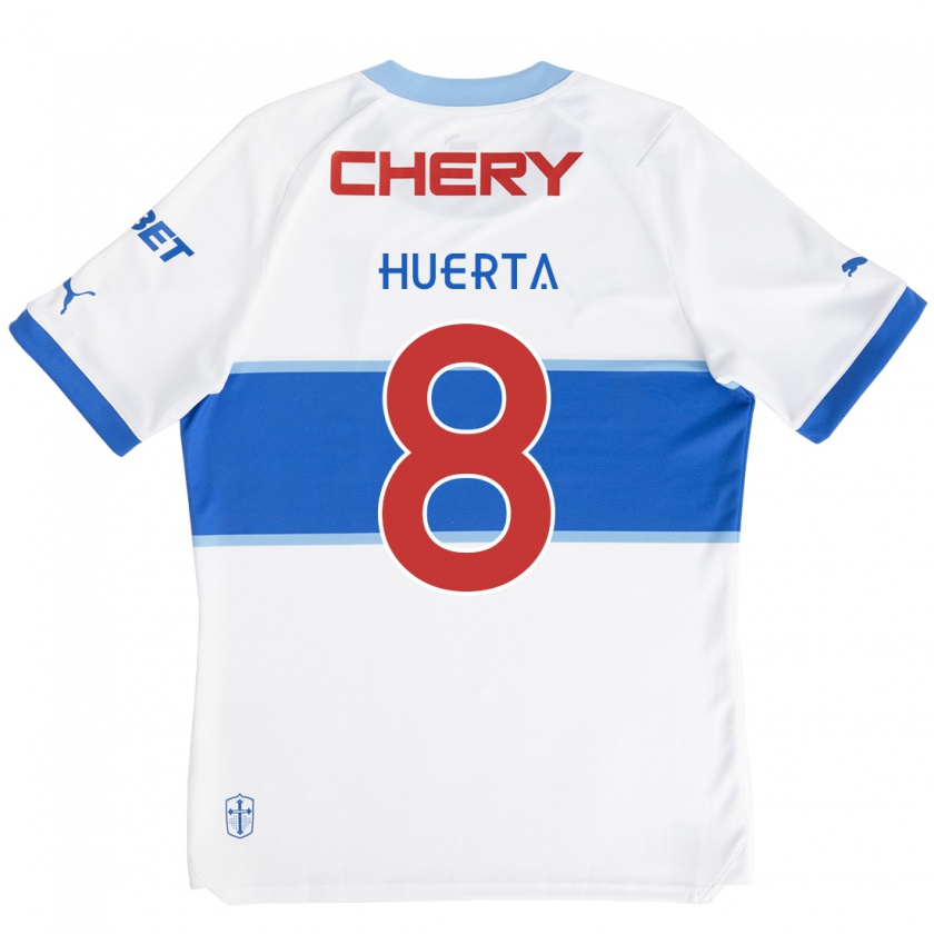 Kandiny Mujer Camiseta Valber Huerta #8 Blanco Azul 1ª Equipación 2024/25 La Camisa Chile